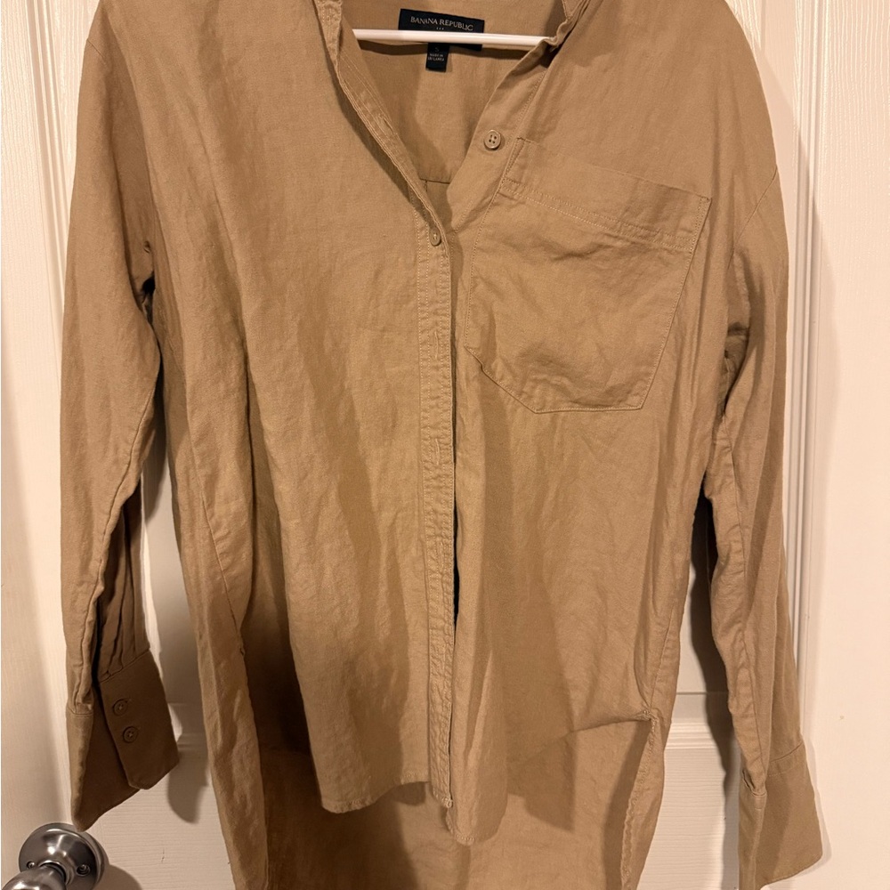 Women’s Tan Button-Up Shirt
